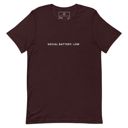 Salted Ice Social Battery: Low T-Shirt | social battery low aesthetic t-shirt | introvert vibes meme graphic tee | gen z low-energy streetwear t-shirt | minimalist mood quote t-shirt