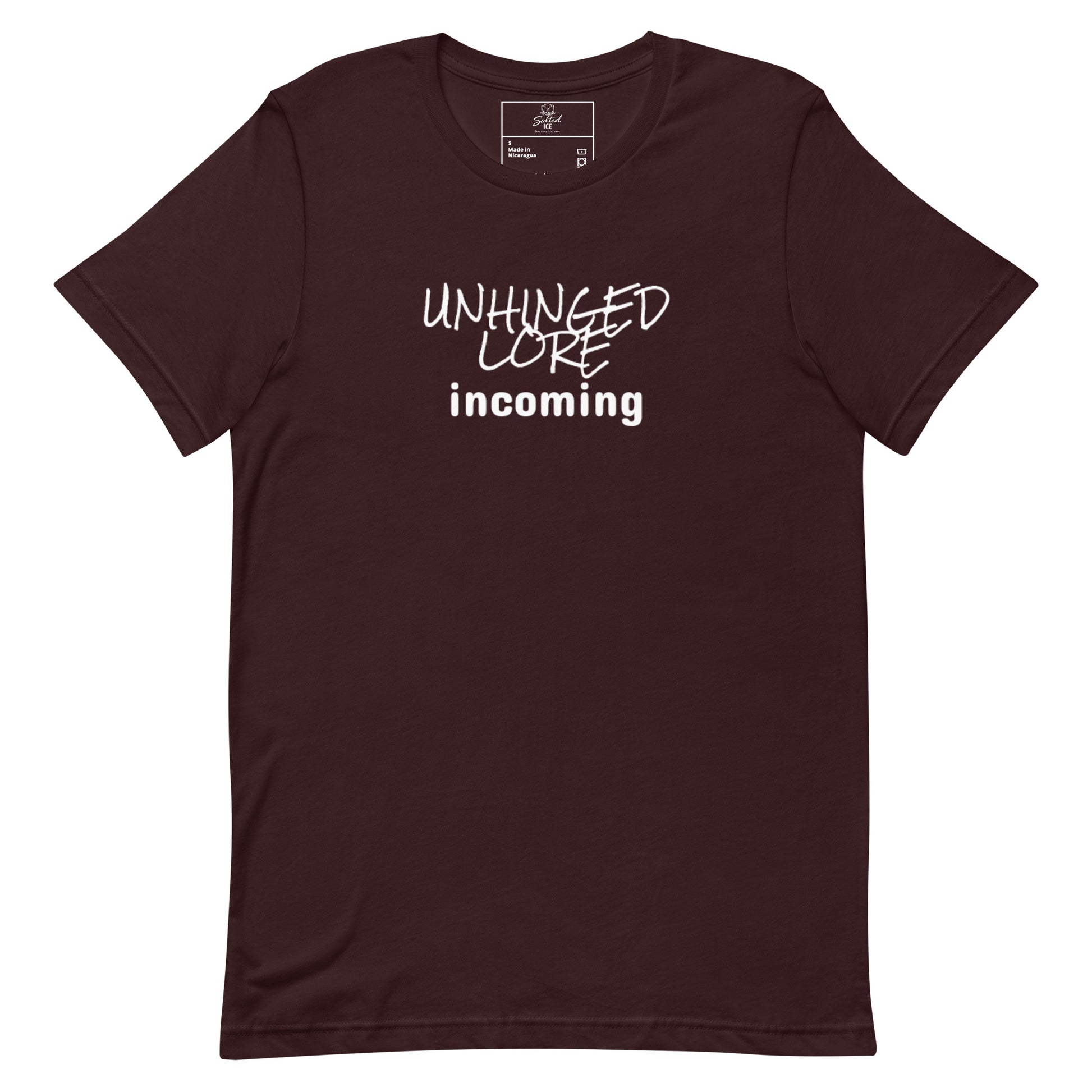 Unhinged Lore Incoming t-shirt, chaos meme graphic tee with viral internet humor design
