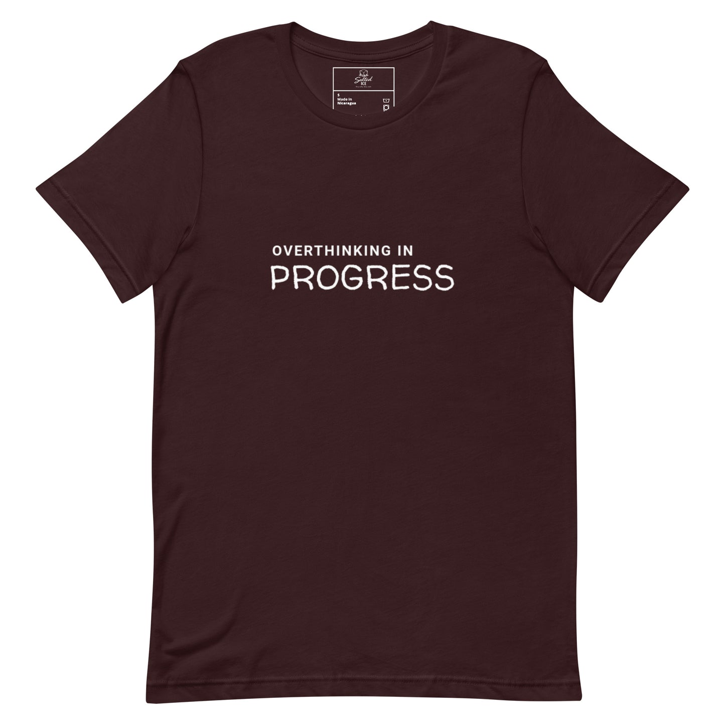 overthinking in progress t-shirt, funny anxiety introvert graphic tee with minimal streetwear design