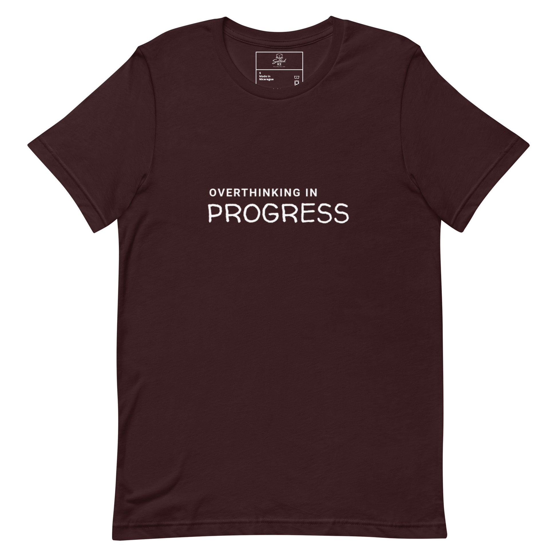 Overthinking In Progress t-shirt, funny anxiety introvert graphic tee with minimal streetwear design
