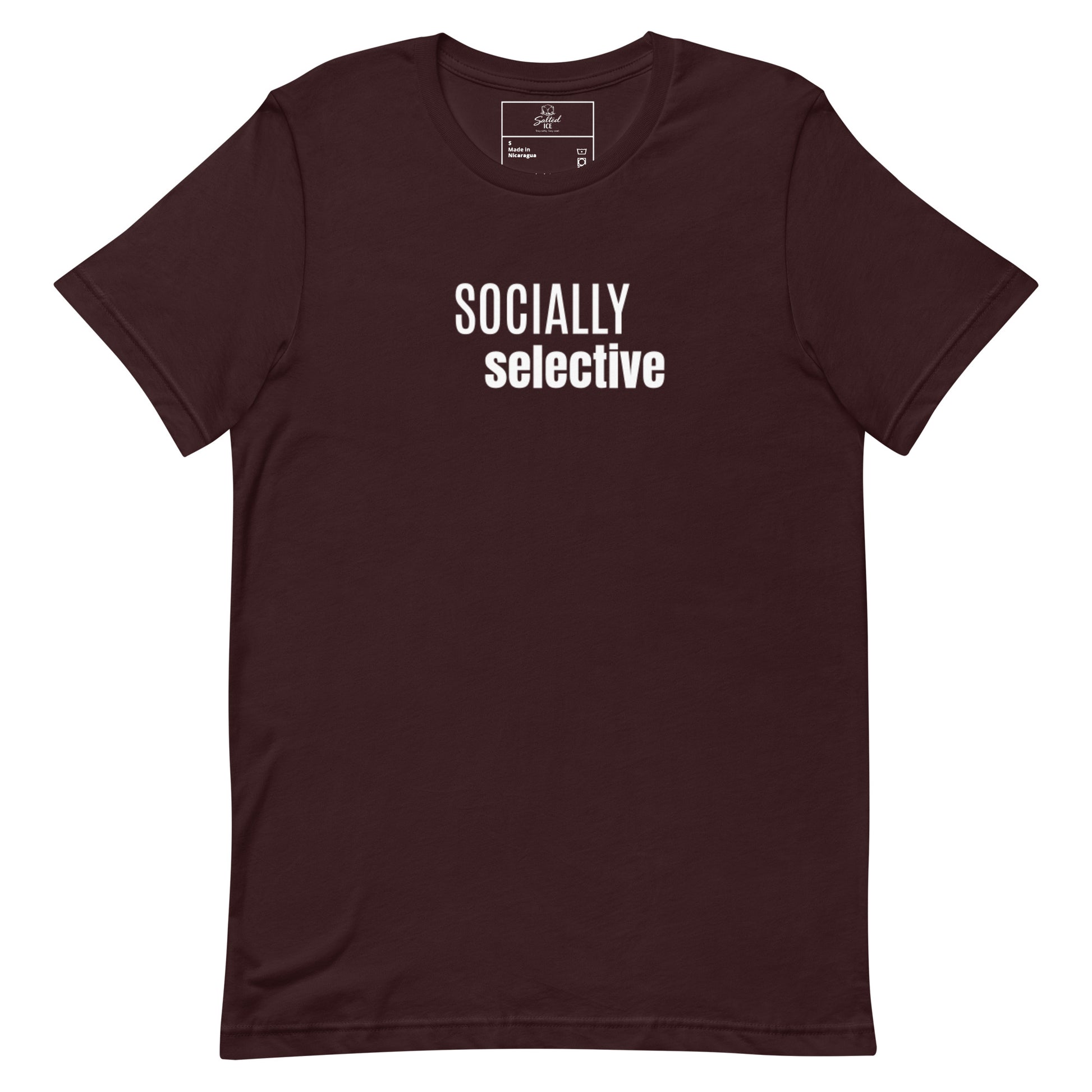 Salted Ice Socially Selective T-Shirt | socially selective aesthetic t-shirt | introvert vibes graphic tee | gen z selective energy streetwear t-shirt | minimalist mood quote tee