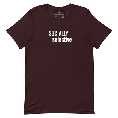 Salted Ice Socially Selective T-Shirt | socially selective aesthetic t-shirt | introvert vibes graphic tee | gen z selective energy streetwear t-shirt | minimalist mood quote tee