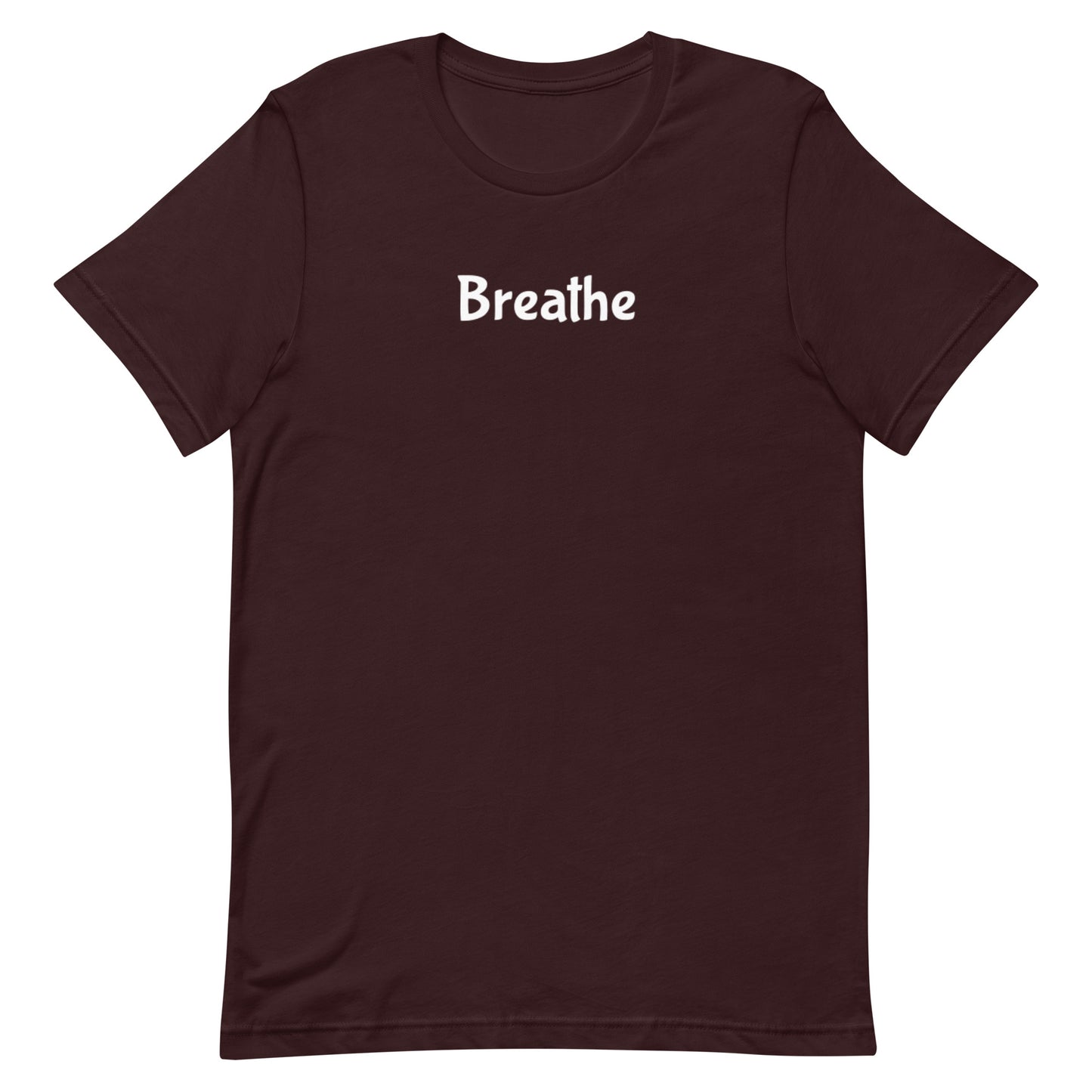 breathe t-shirt, mental health minimal calm graphic tee with simple streetwear design