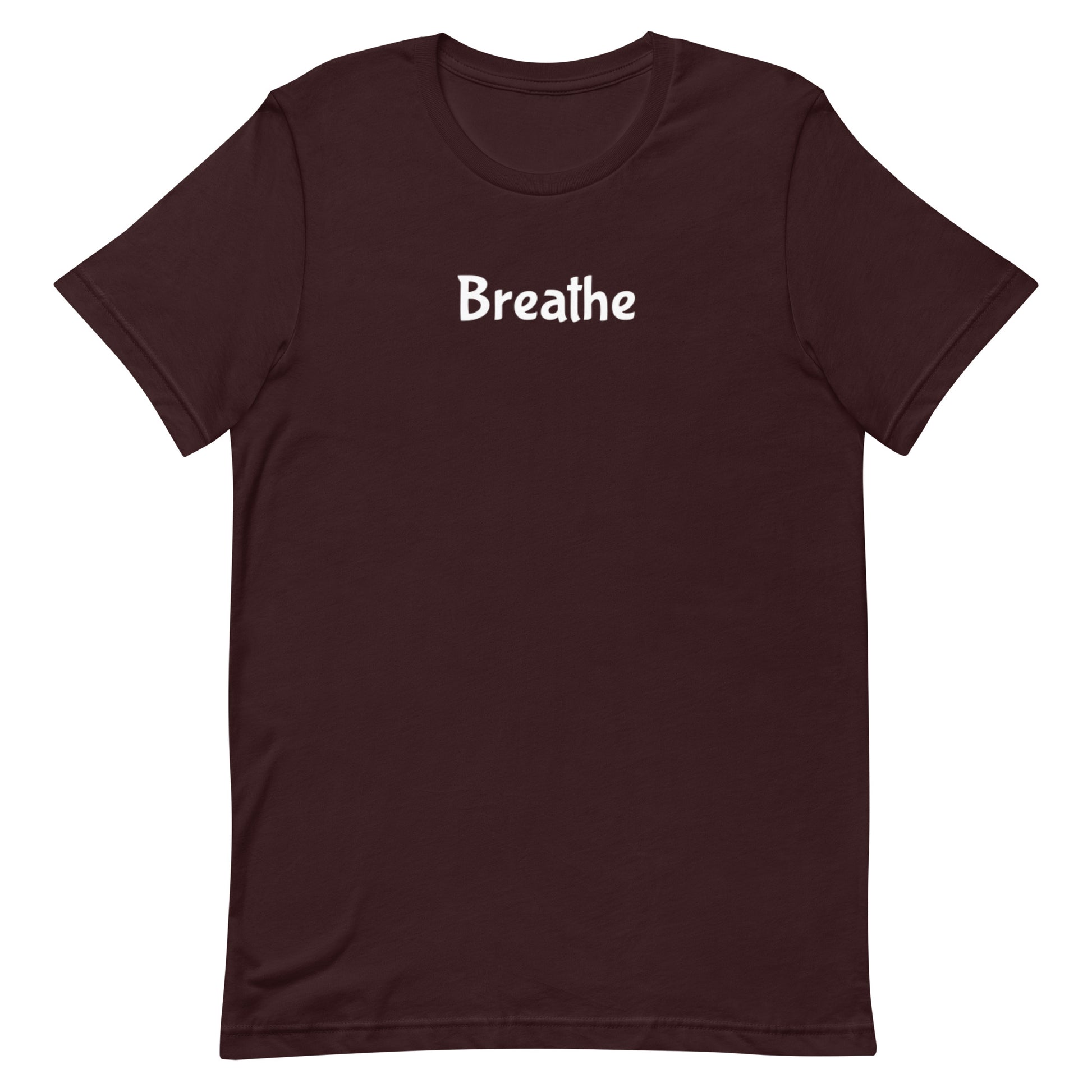 Breathe t-shirt, mental health minimal calm graphic tee with simple streetwear design