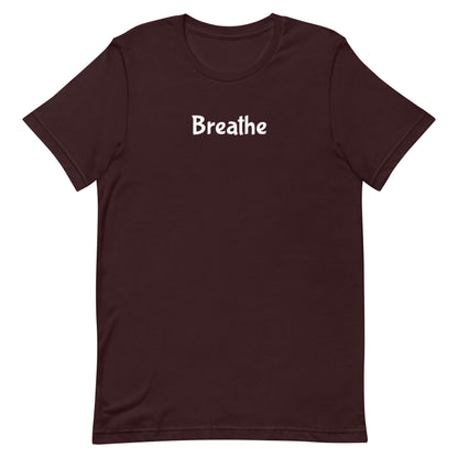 Breathe t-shirt, mental health minimal calm graphic tee with simple streetwear design
