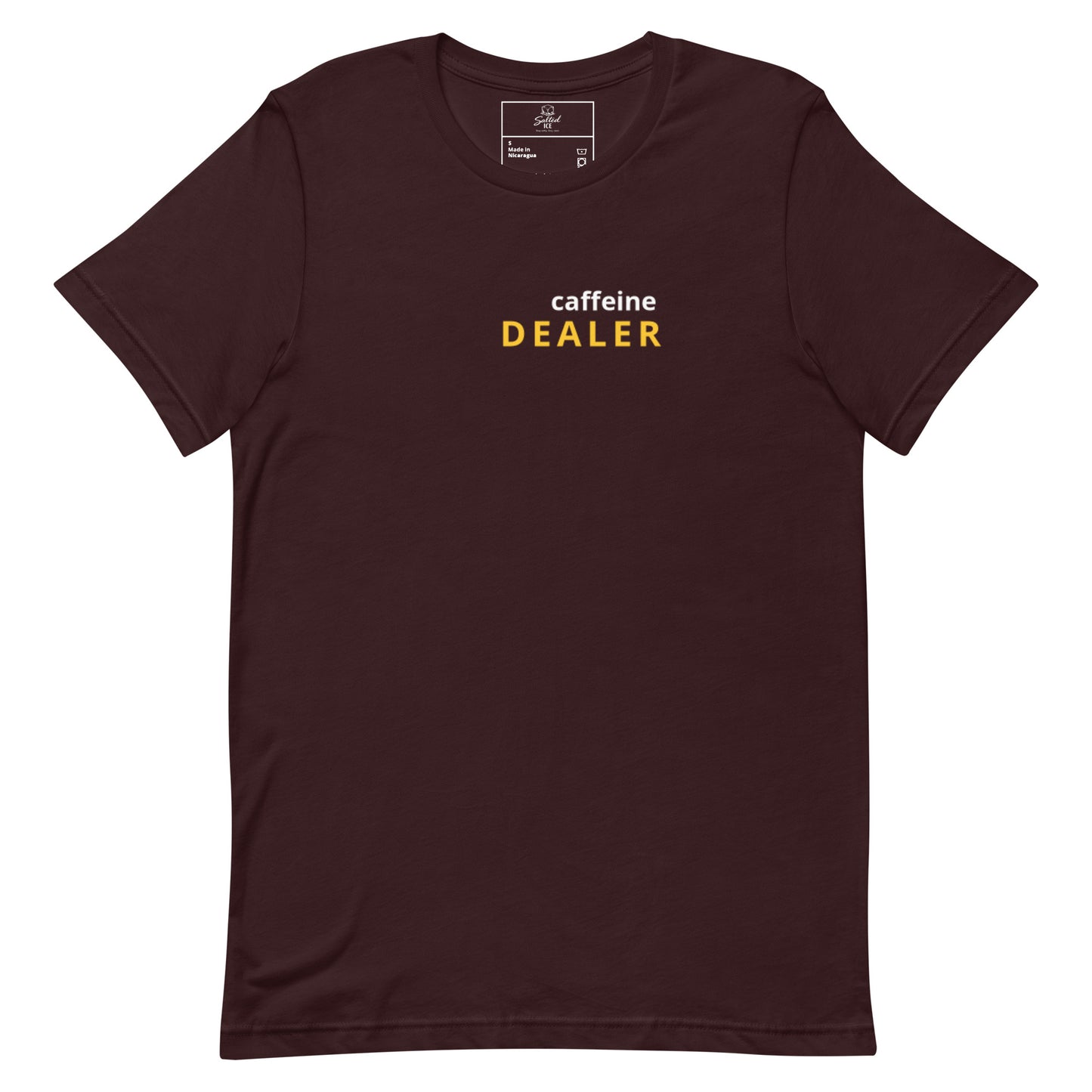 caffeine dealer t-shirt, funny coffee lover tee with minimal streetwear graphic design
