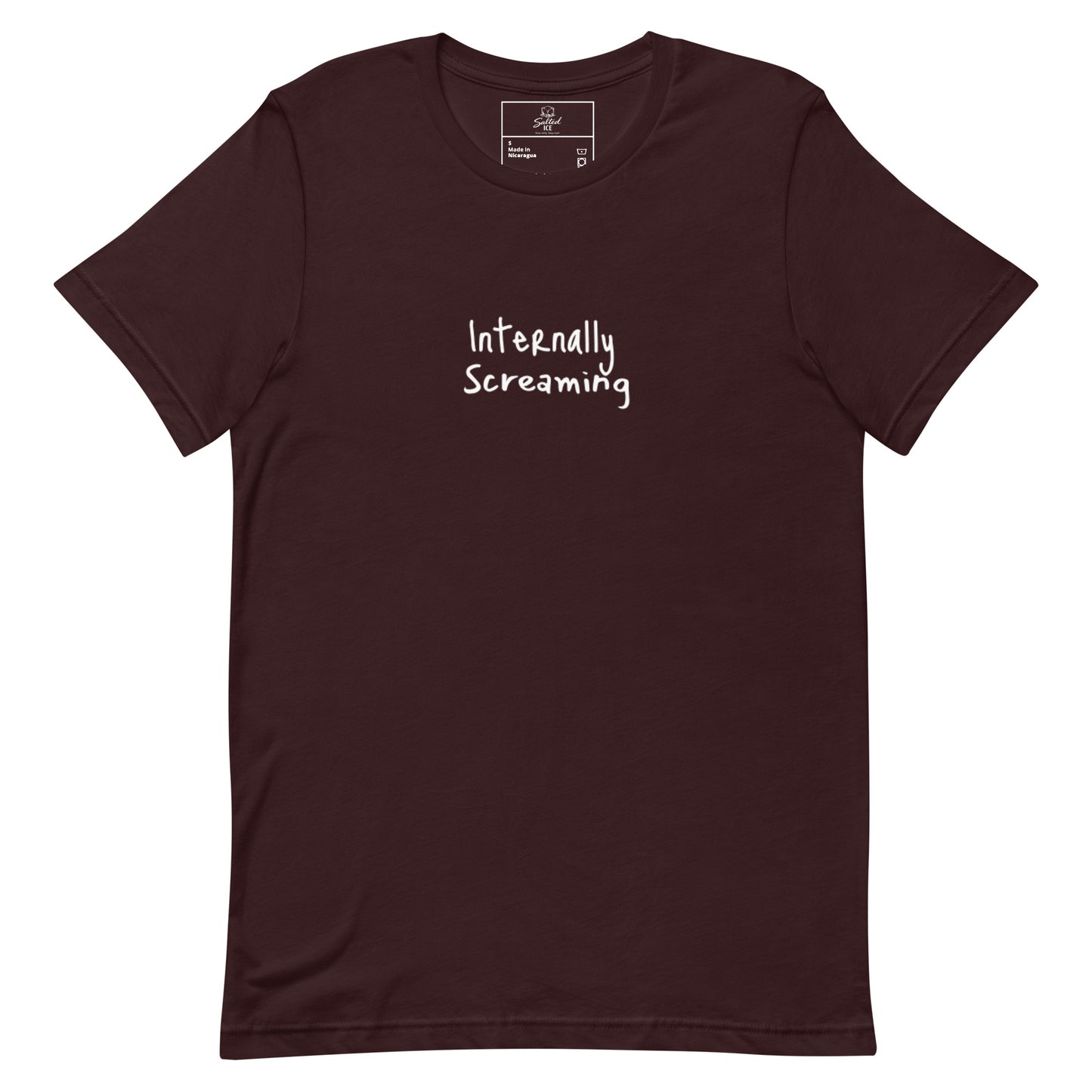 salted ice internally screaming t-shirt | internally screaming aesthetic t‑shirt | funny stressed meme graphic tee | gen z anxious vibes streetwear t‑shirt | minimalist chaotic energy quote tee