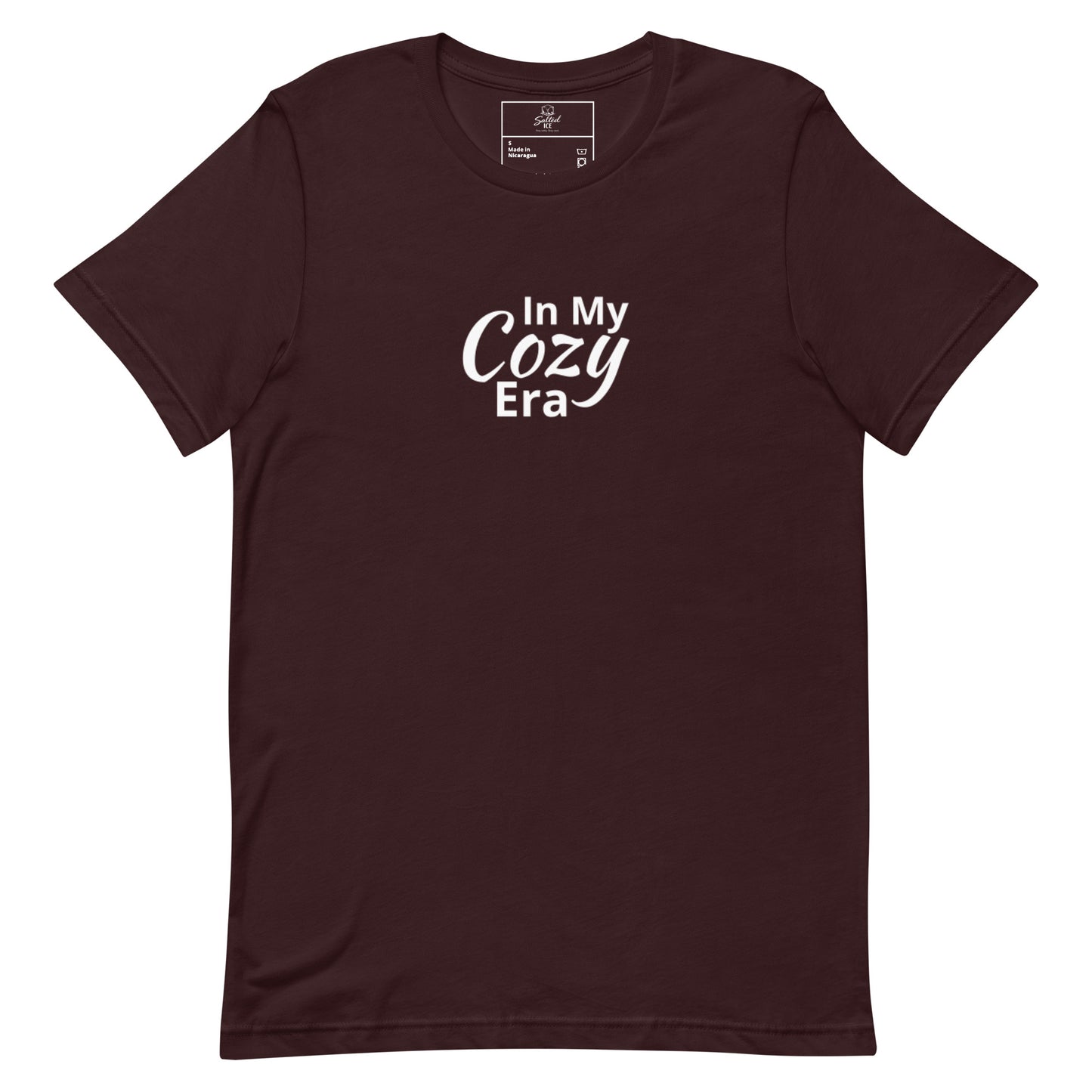 salted ice in my cozy era t-shirt | in my cozy era aesthetic t-shirt | comfy vibes graphic tee | gen z cozy streetwear t-shirt | minimalist comfort quote tee