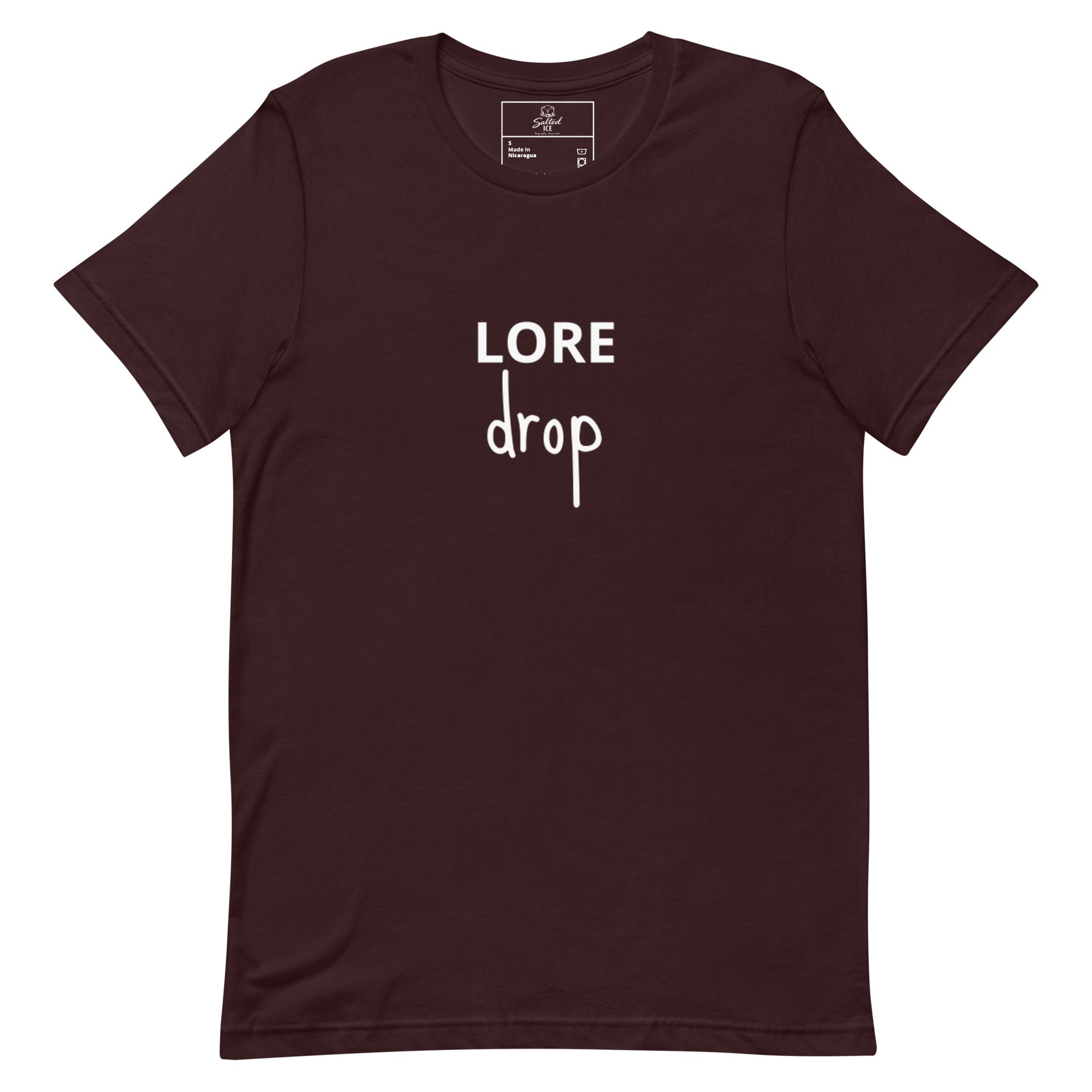 Lore Drop t-shirt, trendy streetwear graphic tee with viral meme design